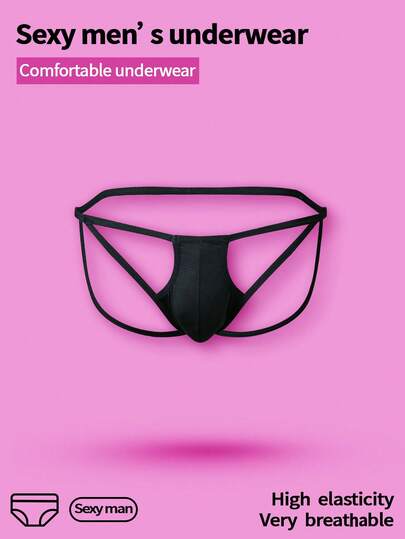 WENEZON Calzoncillos sexy de unicolor y calados para hombres