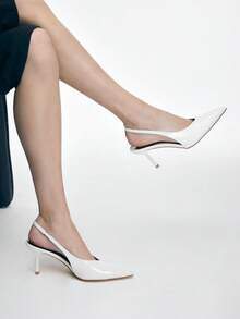 Mnmlis Women's Elegant Pointed Toe Slip-On Pumps For Christmas - White - View 4