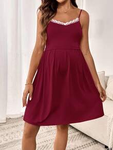 SHEIN 2pcs Maternity Lace Trim Jumpsuit & Jacket Set