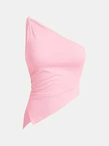 Siren Gaze 情人节扭结单肩上衣 优雅修身女款 - 淺粉色 - 查看 7