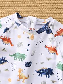 SHEIN Bộ đồ bơi liền thân ngắn cho bé trai in hình khủng long, thích hợp cho kỳ nghỉ ở bãi biển, hồ bơi, khu nghỉ dưỡng spa. - Nhiều màu - Xem 5