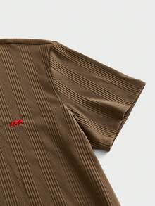 ESTAVOR Men's Army Green Round Neck Half-Placket Ribbed Short Sleeve Polo Shirt - Army Green - View 4