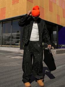 DAZY Men's Distressed Black Denim Suit Set, Suitable For Spring And Autumn - Black - View 4