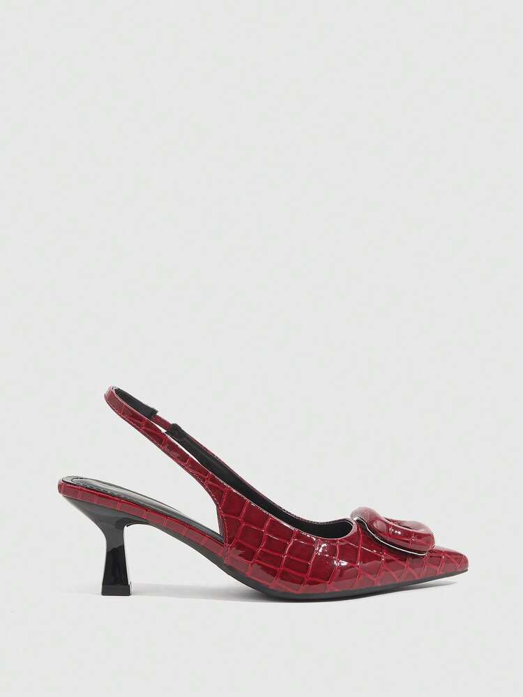 CUCCOO SZL Women Square Buckle Pointed Toe Slim High Heel Ankle Strap High Heel Sandals, Minimalist Fashion Pumps For Christmas Valentine's Day