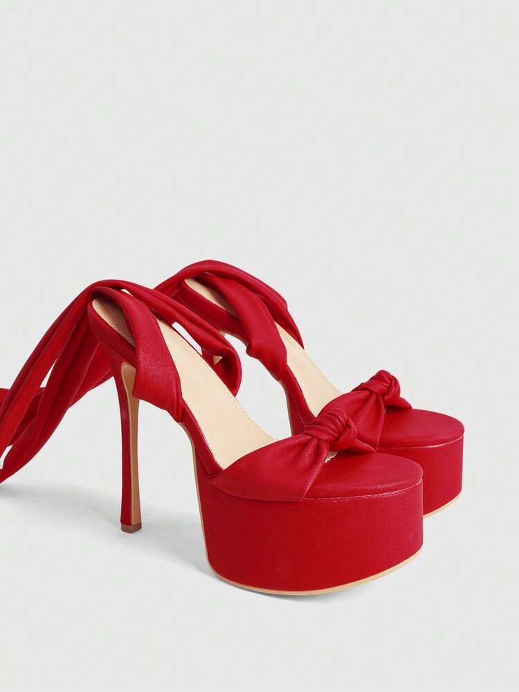 CUCCOO LuxiPop Women Shoes Stiletto High Platform Shoes Strap-On Sandals Women's Red Sandals Nightclub Style Wear Sexy Fashion Wear