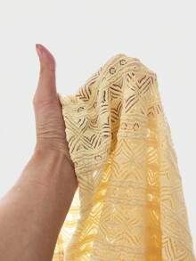 ESTAVOR 男士夏季休闲度假风北极熊刺绣网眼镂空短袖衬衫 - 黃色 - 查看 5