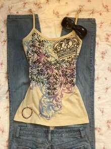 Glimmora Women's Crown Print Casual Versatile Camisole - Multicolor - View 1