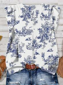 EMERY ROSE Blusa casual de mujer con cuello en V y botones, manga corta, adecuada para el verano y eventos casuales - Multicolor - Ver 3