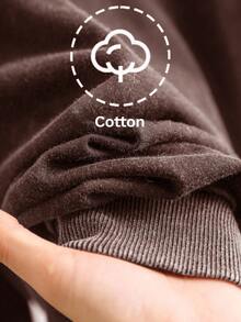 SHEIN CURVE+ 大码女式休闲长袖刺绣雪花水洗圆领宽松套头卫衣秋冬女装/2026/新年 - 棕色 - 查看 7