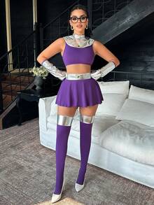 7pcs/Set Party/Holiday Role Play Lingerie, Including Top, Mini Skirt, Shawl, 2 Gloves, 2 Stockings