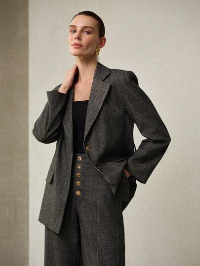 MOTF PREMIUM Randig linnekavaj för damer, vår/sommar