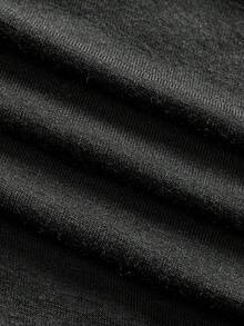ROMWE Avant Top de mujer con cuello drapeado y bajo asimétrico, de estilo casual y elegante - Negro - Ver 4