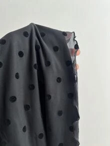 Elamini 女士休闲黑色植绒波点性感V领蕾丝边拼接吊带背心，夏季 - 黑色 - 查看 6