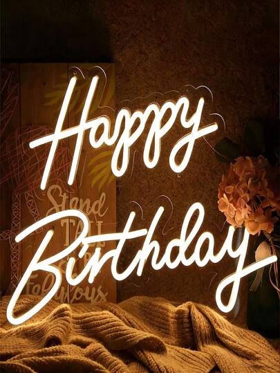 Letras de neón acrílicas de "Feliz Cumpleaños", decoración de fiesta con luces LED, regalo perfecto para amigos, familia y parejas, ideal para celebraciones de cumpleaños, fiestas y sorpresas