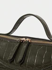 SHECARRY 女士橄榄绿鳄鱼纹压花PU包 - 橄欖綠 - 查看 7