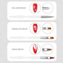 10支装黑色细腰美甲笔套装，适用于凝胶指甲油、水晶雕刻和美甲制作 - 黑色 - 查看 6