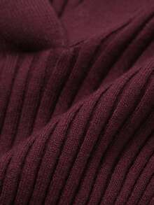 DAZY Áo len nữ dài tay dáng ôm, cổ bẻ, màu trơn, kiểu dáng thường ngày. - Màu Đỏ Sâu - Xem 11