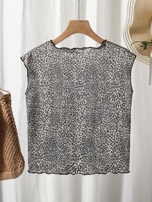 Tween Girls' Casual Polka Dot Print Round Neck T-Shirt, Summer - Coffee Brown - View 2