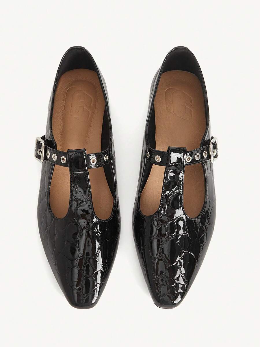 CUCCOO CHICEST Giày bệt đi làm thời trang đa năng có khóa dành cho nữ - màu đen - Xem 1