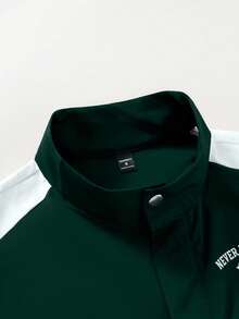 PAVTROS Men's Letter Graphic Long Sleeve Single-Breasted Jacket And Drawstring Waist Long Pants Casual Suit - Multicolor - View 5