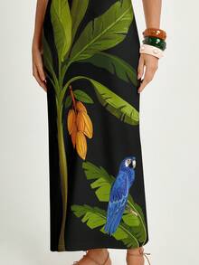 CAJUNI Đầm dài dệt kim TROPICACAU_KNITLONGDRESS - May bằng vải dệt kim - màu đen - Xem 7