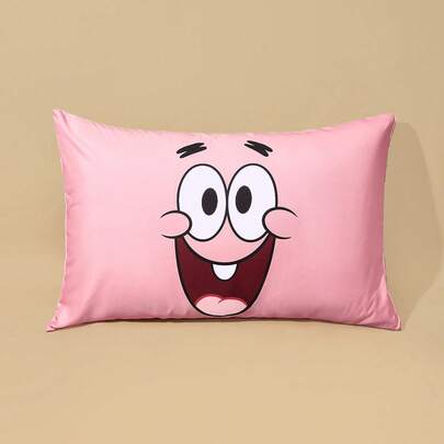 SpongeBob SquarePants | SHEIN 两件装卡通图案枕套套装，黄色/粉色枕套，透气磨砂材质，舒适保暖，可机洗，多种尺寸可选，适合不同枕头，送礼佳品