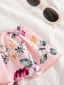 Sparklyn 少女碎花拼接荷叶边露肩连体衣 - 淺粉色 - 查看 5