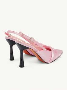 CUCCOO CHICEST Women's Pointed Toe Buckle Design Bow Decor Elegant High Heels For Daily Commute Valentine's Day - Baby Pink - View 10