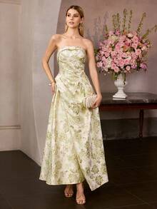 MOTF Soiréza WOMEN'S JACQUARD BANDEAU LONG DRESS - Multicolor - View 6