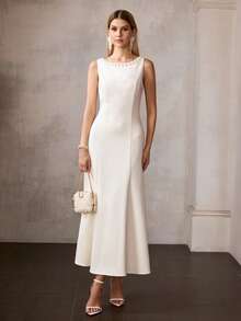 MOTF Soiréza 女士优雅长款网纱亮片刺绣美人鱼连衣裙，适合正式场合