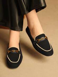 Rosivie Retro Schnallen Dekor Flache Schuhe für Frauen, vielseitig & elegant, Frühling/Sommer, Britischer Stil für Weihnachten - Schwarz - Übersicht 6