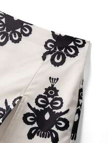 SHEIN Elenzya Women's Printed Mid-Waist Shorts With Attached Skirt, Elegant & Graceful, Summer - Apricot - View 5