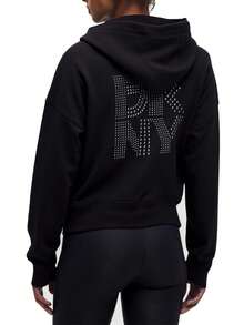 DKNY Women's Full Zip Hoodie Black - Black - View 2