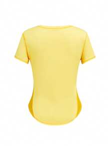 SHEIN Velisys Solid Color Round Neck Asymmetric Hem Fitted Short Sleeve Sports T-Shirt - Multicolor - View 6