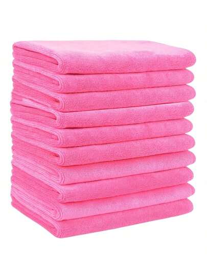10 Sets Of Luxurious, Soft, Quick-Drying Microfiber Cleaning Towels, Hypoallergenic, Reusable, Suitable For All Skin Types. Burgundy Color, Gentle And Effective Cleaning Experience, Home Bathroom Decoration, Autumn Decoration, Back-To-School Season, Beauty Salon/Home Bathroom