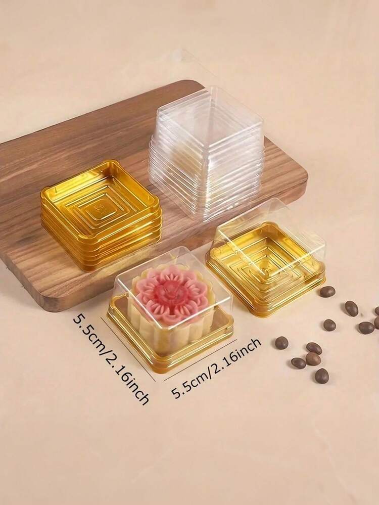 50个/100个装透明盖塑料烘焙容器 - 蛋糕、巧克力、糕点包装盒，生日、婚礼礼物，烘焙工具和厨房配件 - 多色 - 查看 3