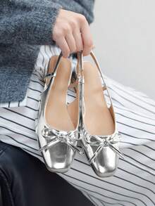 CUCCOO BIZCHIC Giày bệt nữ Gold Basis đa năng, thích hợp cho việc đi lại trong dịp Giáng sinh. - Bạc - Xem 4