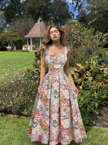 SHEIN MOD Plus Size Floral Print Casual Vacation Cami Dress - Multicolor - View 3