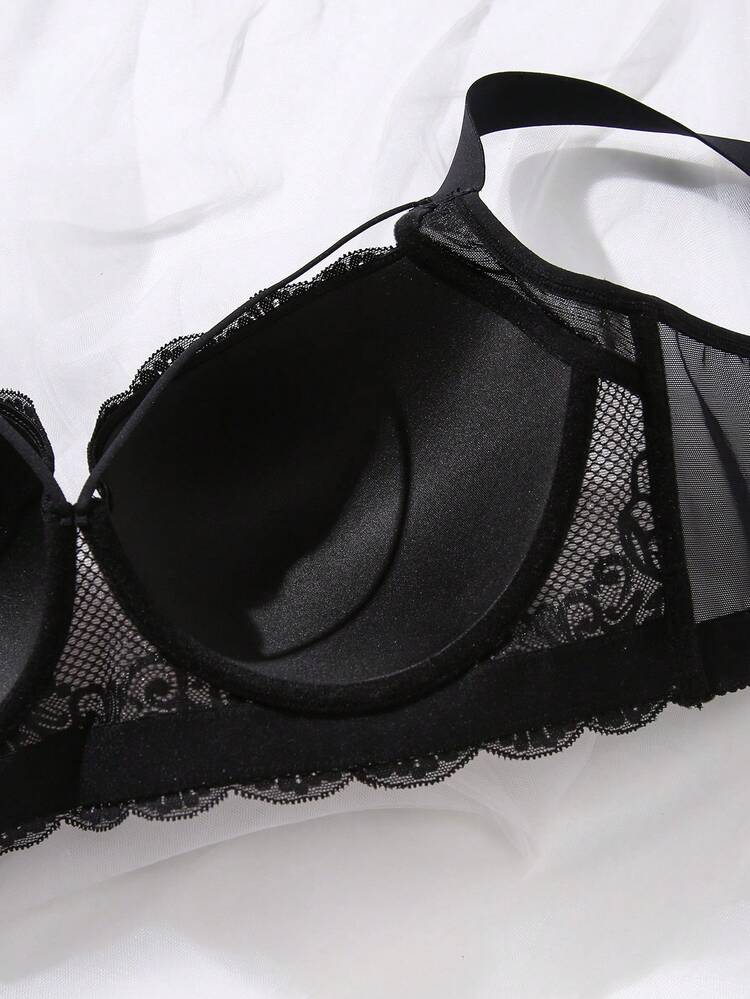 1 pieza Sujetador con aros cómodo con encaje floral para mujer de talla grande - Multicolor - Añade 4