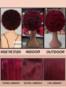 易戴时尚短卷精灵头带假发 酒红色 99J 水波纹真人发 逼真自然 新手友好 适合女性日常佩戴 - S99JC - 查看 7