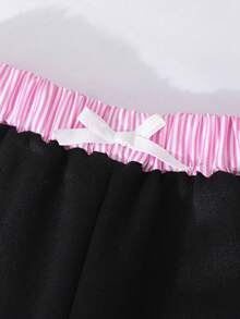 Sparklyn 两件套少女双腰带裤装，休闲两件套，长袖宽松露脐上衣搭配直筒裤，适合春、秋、冬日常穿着，饰有刺绣和贴布装饰 - 黑色 - 查看 7