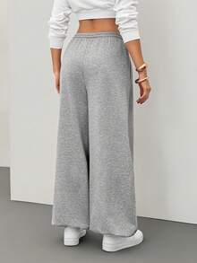 SHEIN Tall 女士秋冬街头风基本款日常休闲外出灰色宽松低腰束口裤 Y2k - 灰色 - 查看 3