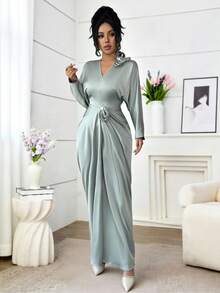 Yasmyna Elegantes Damen-Kleid im arabischen Stil mit 3D-Blumendekor