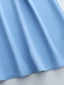 GlowEve Elegant Commuter Work Vacation Pleated Asymmetric Strap Dress - Blue - View 6