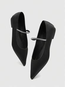 CUCCOO BIZCHIC Women's Pointed Toe Rhinestone Embellished Casual Flat Shoes Valentine's Day