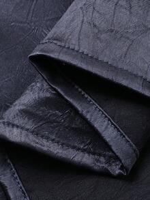 DAZY Charming Sheer Lace Patchwork Satin Glossy Teardrop Hollow Neck Puff Sleeve Mid-Length Women Nightgown - Navy Blue - View 9