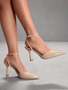 CUCCOO SZL 女士露趾高跟凉鞋，踝带设计，裸色 - 裸色 - 查看 5