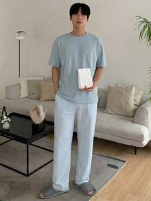 DAZY Conjunto de pijama de camiseta de manga corta y pantalones para hombre, de verano - Multicolor - Ver 3