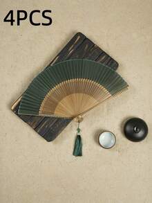 1/2Pcs Foldable Fan Hand Held Fan With Tassel For Outdoor Travel Dancing Performance Cheongsam Dressing Accessories Photo-Taking Props Best - Multicolor - View 12