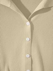 Franclia New Stylish Short French Chic Polo Collar Cardigan For Women, Fashion Versatile Knit Sweater, Spring/Autumn - Beige - View 6
